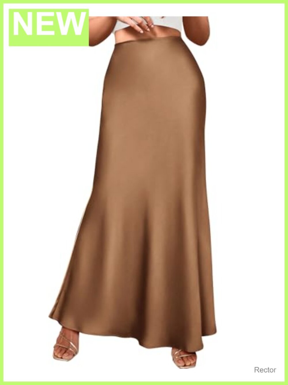 Women's Satin Maxi Skirt High Waist Mermaid Hem Business Casual